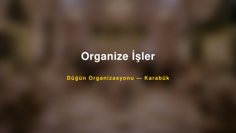 Organize İşler — Karabük Kır Düğünü Mekanı Rehberi