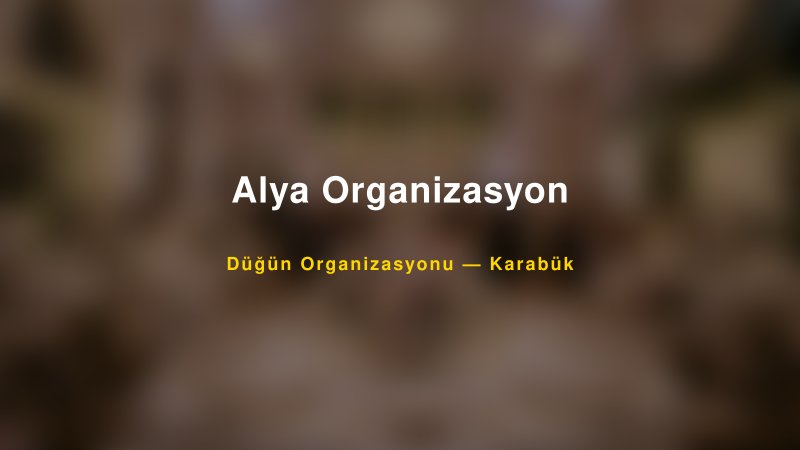 Alya Organizasyon Karabük Düğün Organizasyon Firması